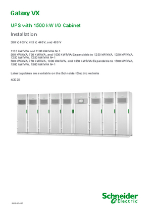 Image of Galaxy VX UPS with 1500 kW IO Cabinet 400/480 V Installation Manual