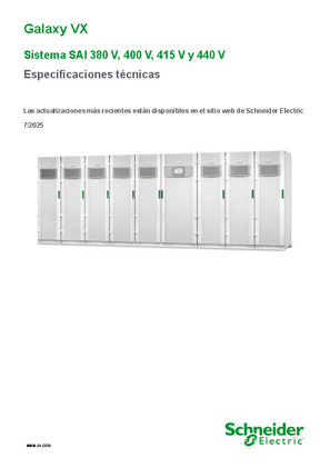 Imagen de Galaxy VX 380 V, 400 V, 415 y 440 V Especificaciones técnicas