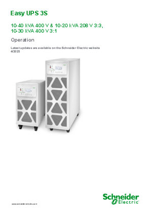 Image of Easy UPS 3S 10-40 kVA 400 V and 10-20 kVA 208 V 3:3, 10-30 kVA 400 V 3:1 Operation Manual
