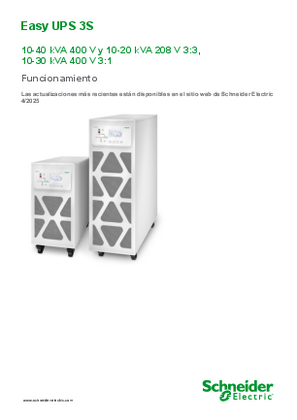 Imagen de Easy UPS 3S 10-40 kVA 400 V y 10-20 kVA 208 V 3:3, 10-30 kVA 400 V 3:1 Funcionamiento