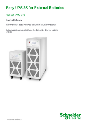 Image of Easy UPS 3S 10-30 kVA 3:1 UPS for External Batteries Installation Manual