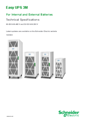 Image of Easy UPS 3M For Internal and External Batteries Technical Specifications 60-200 kVA 400 V and 50-100 kVA 208 V