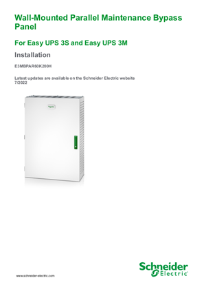 Image of Wall-Mounted Parallel Maintenance Bypass Panel For Easy UPS 3S and Easy UPS 3M Installation