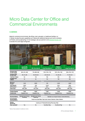 Image of EcoStruxure Micro Data Center C-Series Spec table