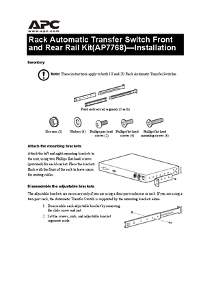 的映像 Rack Automatic Transfer Switch Front and Rear Rail Kit(AP7768)-Installation