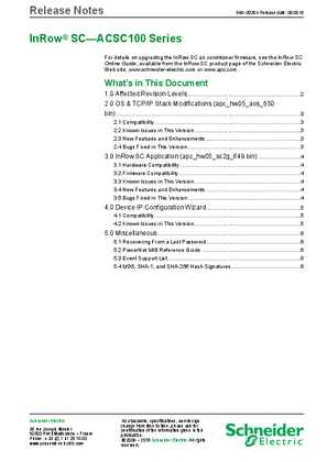 的映像 Release Notes InRow SC