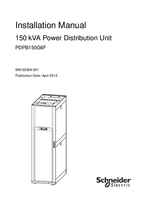 Image of Installation Manual,150kVA Power Distribution Unit, 600mm