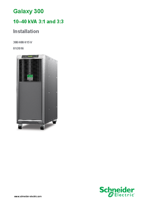 Image of Galaxy 300 10-40 kVA 3:1 and 3:3 Installation Manual