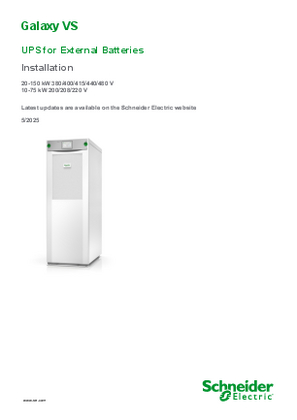 Image of Galaxy VS 10-150 kW UPS for External Batteries Installation Manual