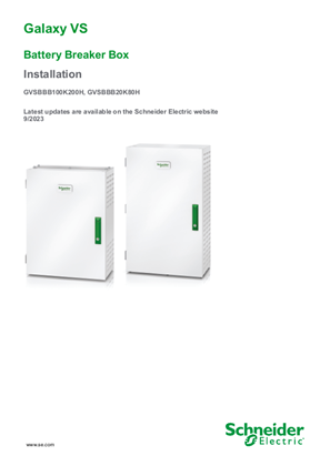 Imagen de Galaxy VS 20-200 kW Battery Breaker Box