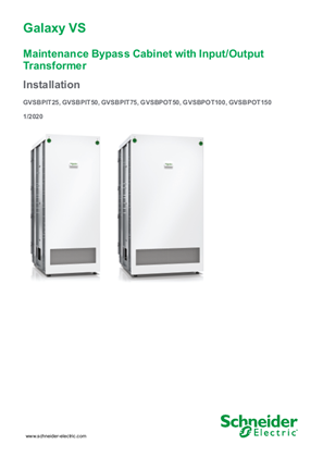 Imagen de Galaxy VS Single-Unit Maintenance Bypass Cabinet with Input/Output Transformer Installation Manual