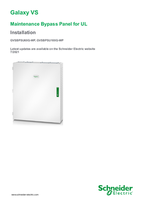 Image of Galaxy VS Maintenance Bypass Panel for UL Installation