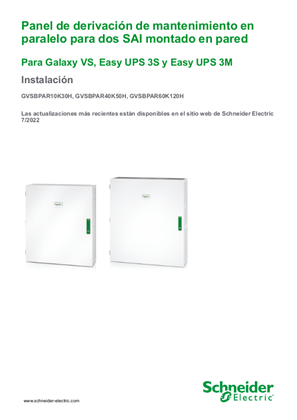 Imagen de Galaxy VS Panel de derivación de mantenimiento en paralelo para dos SAI Instalación