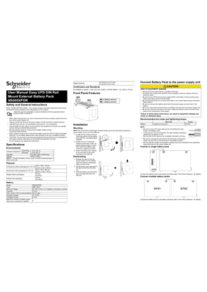 的映像 User Manual Easy UPS DIN Rail Mount External Battery Pack XB005XPDR
