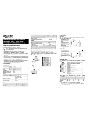 Imagen de User Manual Easy UPS DIN Rail Mount DC to DC Power Supply BVS240XDPDR/BVS480XDPDR