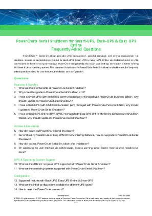 Kuva kohteesta PowerChute Serial Shutdown Frequently Asked Questions