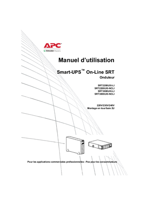 Image de Manuel d’utilisation Smart-UPS™ On-Line SRTOnduleur SRT2200UXI-LI/SRT2200UXI-NCLI/SRT3000UXI-LI/SRT3000UXI-NCLI