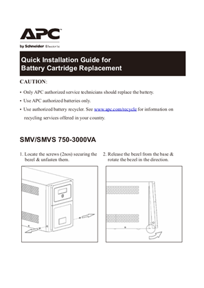 Image of Quick Installation Guide - Battery Cartridge Replacement - APCRBCV 206/207/208/209