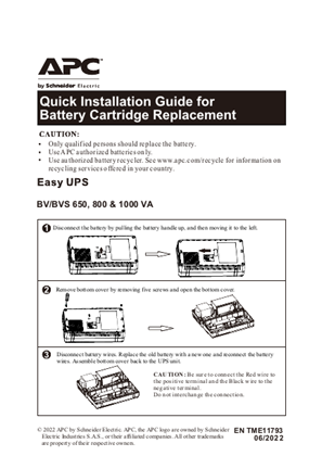 Image of Quick Installation Guide - Battery Cartridge Replacement - APCRBCV210
