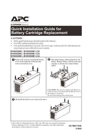 Image of Quick Installation Guide for Battery Cartridge Replacement - APCRBCV211/APCRBCV212