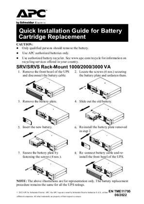 Image of Quick Installation Guide Battery Cartridge Replacement - APCRBCV200/APCRBCV201/APCRBCV202