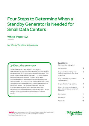 Four Steps to Determine When a Standby Generator is Needed for Small Data Centers