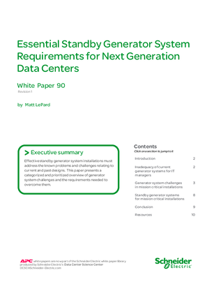 Essential Standby Generator System Requirements for Next Generation Data Centers