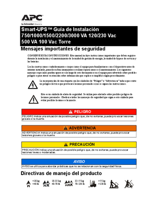 Imagen de Manual de instalación Smart-UPS SMT1500, SMT2200US, 120 Vac Torre