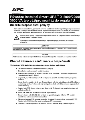 Installation Guide Smart-UPS X 2/2.2/3kVA 120-240V Tower/Rack-Mount 4U