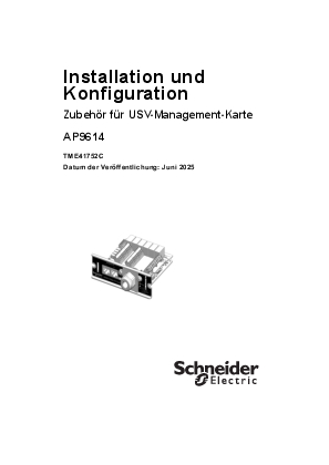 Bild von Zubehör für USV-Management-Karte (AP9614) Installation und Konfiguration