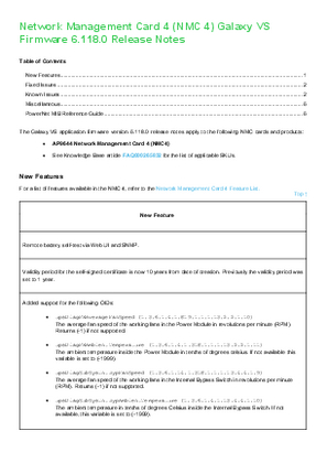 Bild von Network Management Card 4 (NMC 4) Galaxy VS Firmware 6.118.0 Release Notes