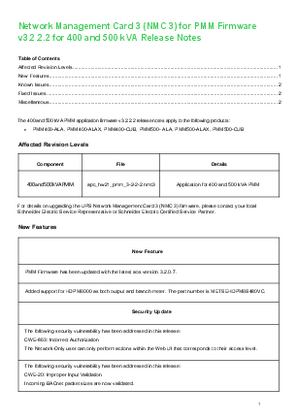 Image of Network Management Card 3 for PMM Firmware v3.2.2.2 for 400 and 500 kVA Release Notes