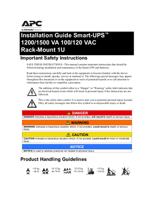 Gambar dari APC Smart-UPS Rack-Mount 1200/1500 VA 100/120 Vac - Installation Guide