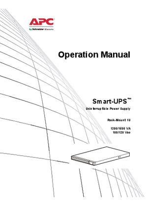 Image of Operation Manual - APC Smart-UPS 1200/1500 VA, 100/120 Vac