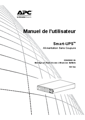 Image de Manuel de l'utilisateur APC Smart-UPS UPS (onduleur) 2200/3000 VA Montage sur rack 2U 120 Vac