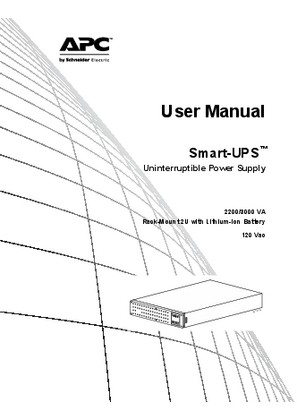 Image of User Manual APC Smart-UPS Uninterruptible Power Supply 2200/3000 VA Rack-Mount 2U 120 Vac