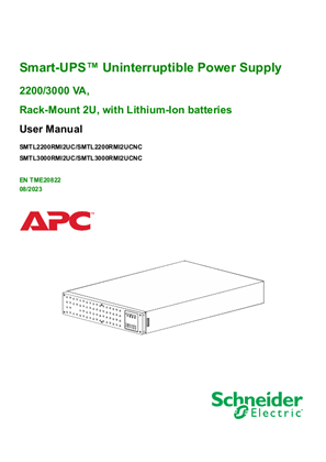 Obraz User Manual APC Smart-UPS Uninterruptible Power Supply 2200/3000 VA Rack-Mount 2U, with Lithium-Ion batteries