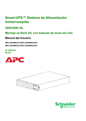 Imagen de Manual del Usuario APC Smart-UPS Sistema de Alimentación Ininterrumpida 2200/3000 VA, Montaje en Rack 2U, con baterías de Iones de Litio