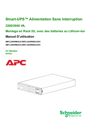 Image de Manuel D’utilisation APC Smart-UPS Alimentation Sans Interruption 2200/3000 VA,Montage en Rack 2U, avec des batteries au Lithium-ion