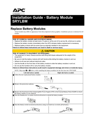Slika korisnika Installation Guide - Battery Module SRYLBM