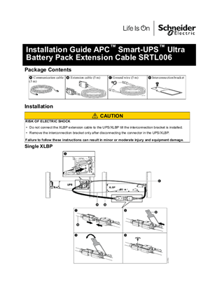 Image de Installation Guide APC Smart-UPS Ultra Battery Pack Extension Cable SRTL006