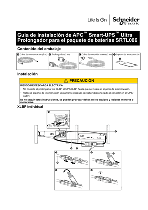 Imagen de Installation Guide APC Smart-UPS Ultra Battery Pack Extension Cable SRTL006