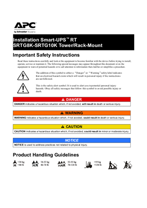 Imagen de Installation Smart-UPS™ RT SRTG8K-SRTG10K Tower/Rack-Mount