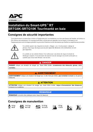 Image de Installation Smart-UPS™ RT SRTG8K-SRTG10K Tour/Montage en rack