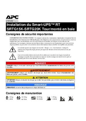 Image de Installation Smart-UPS™ RTSRTG15K-SRTG20K Tour/Montage en rack