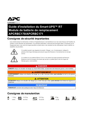 Image de Installation Guide Smart-UPS RT Replacement Battery Module APCRBC170/APCRBC171