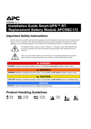 Image of Installation Guide Smart-UPS RT Replacement Battery Module APCRBC172