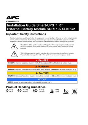 Image of Installation Guide Smart-UPS RT External Battery Module SURT192XLBPG2