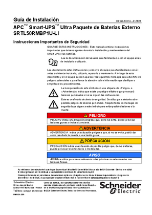 Imagen de Guía de instalación del paquete baterías externas Ultra para Smart-UPS SRTL50RMBP1U-LI de APC