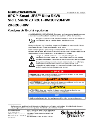 Image de Guide d'installation APC Smart-ups Ultra 5 kVA SRTL 5KRM 2UT/2UT-HW/2UI/2UI-HW/2UJ/2UJ-HW